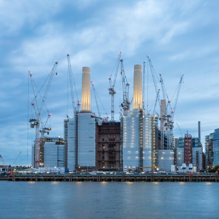 Battersea Power Station taken just after sundown when the light is a blue colour.London Architectural Photographer, Liane Ryan Photography