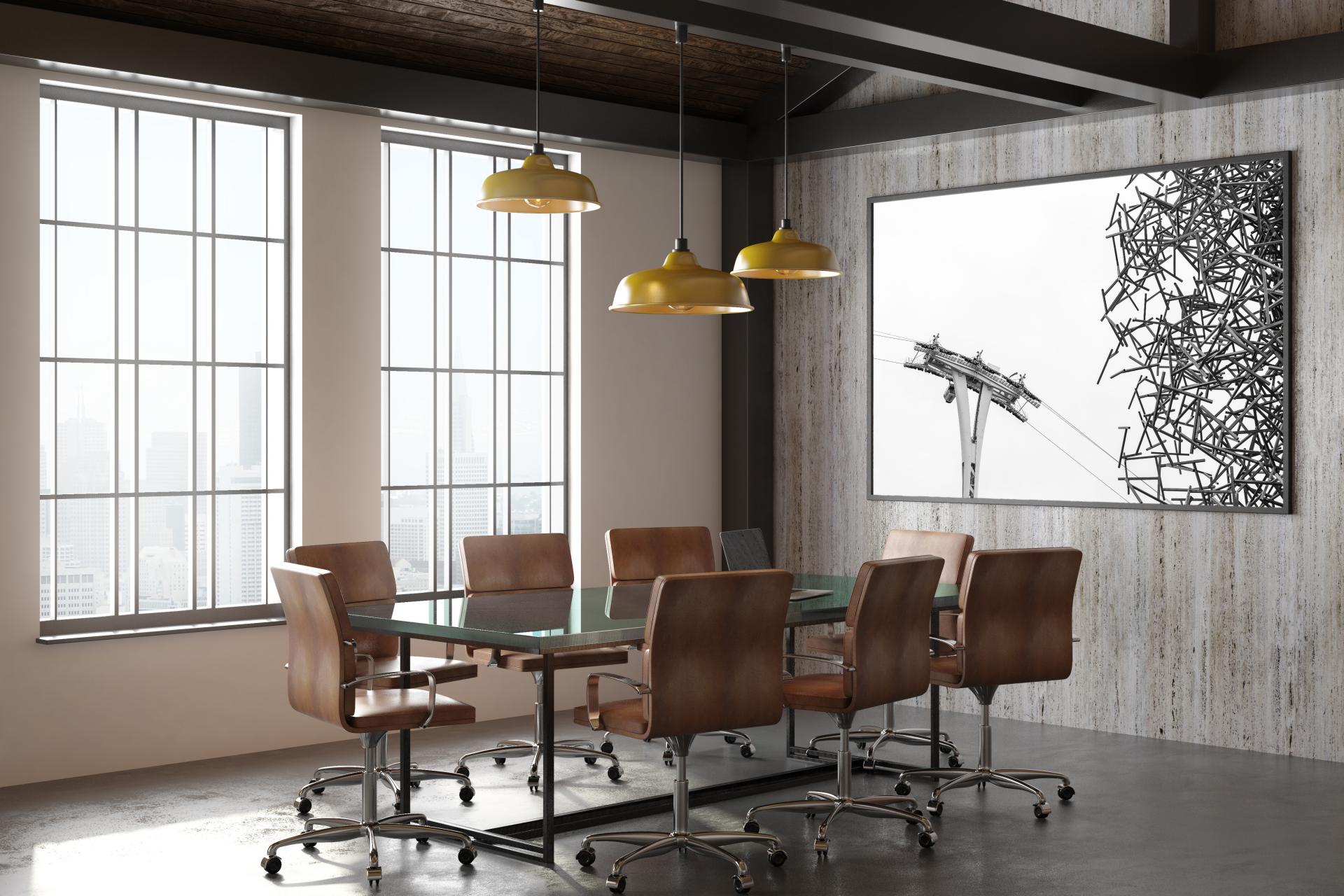 The Emirates Cable car with metal art structure to the right side in black and white