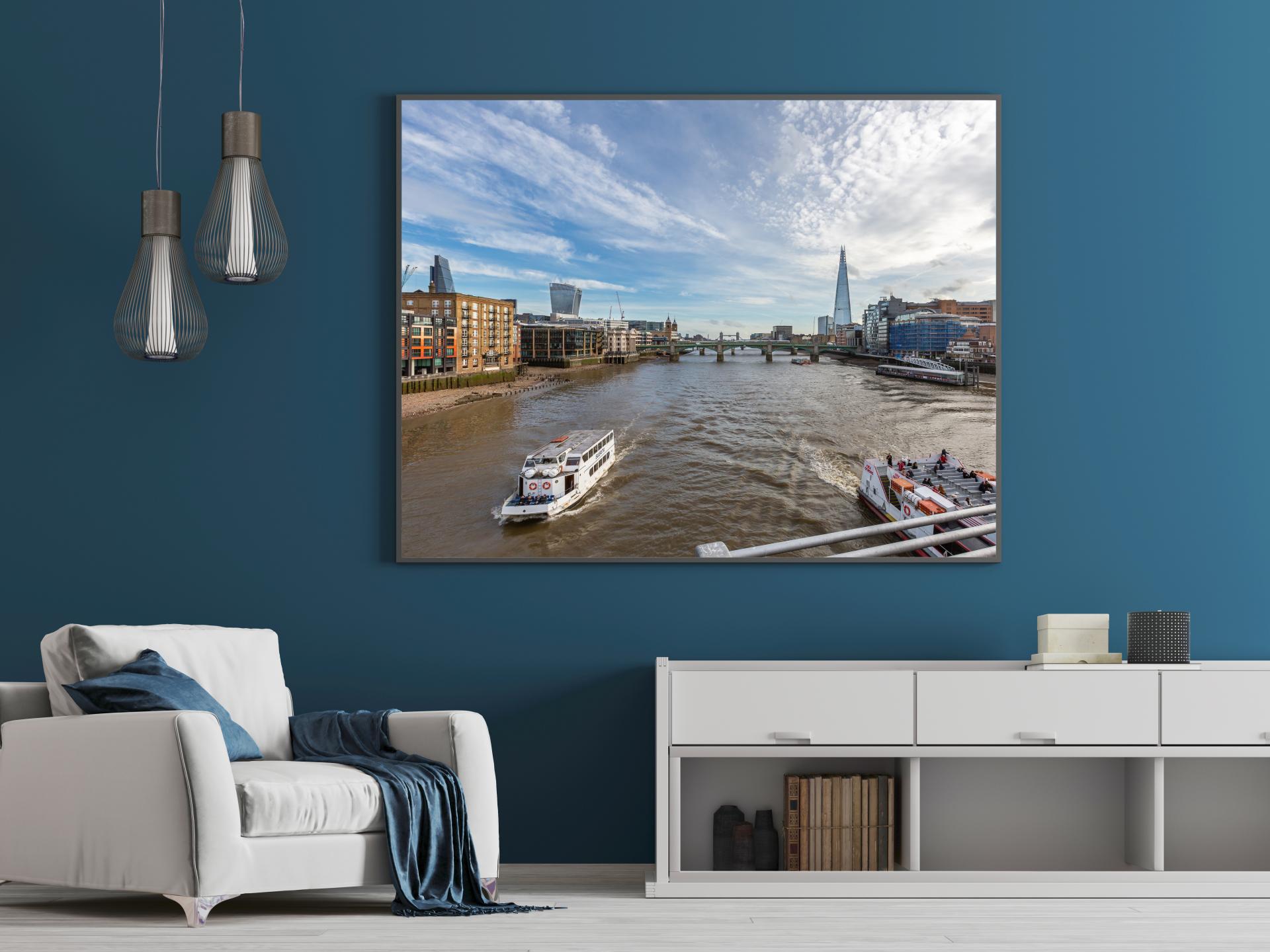 River thames with the shard and the walkie in the background looking from the millenium bridge.London Architectural Photographer, Liane Ryan Photography